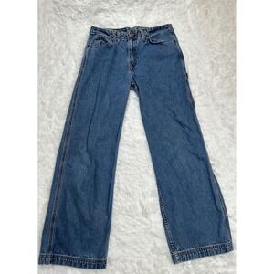Vintage Levis L2 Carpenter Baggy Jeans Size 11‎ Med Wide Leg 90s Denim Buckle
